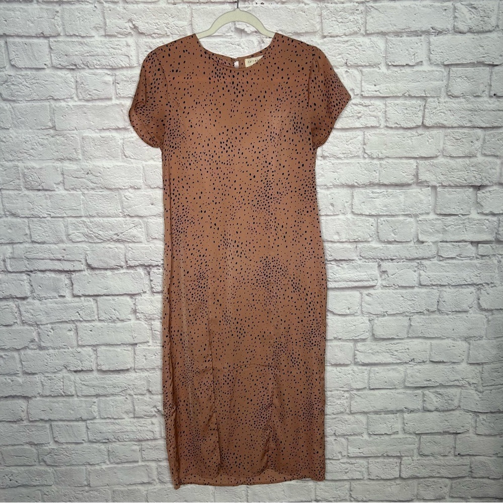 Saltwater Luxe Leopard Print Satin Midi Shift Dress - Picture 4 of 12